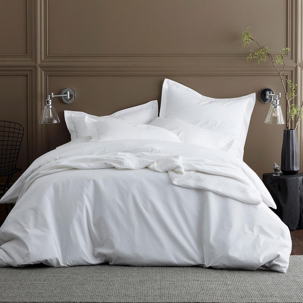 The Company Store Organic 3 Piece White Solid 300 Thread Count Cotton Percale Twin Sheet Set Ec47 T White The Home Depot