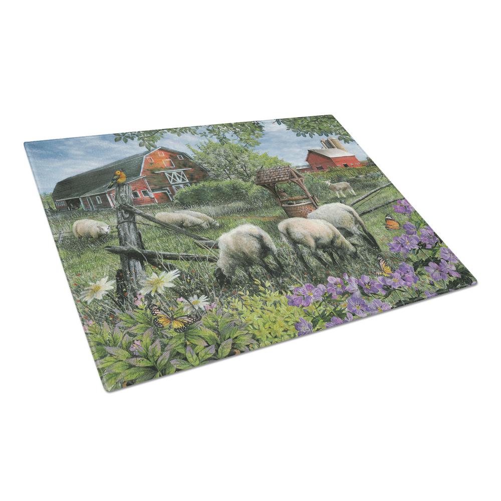 Carolines Treasures Pleasant Valley Sheep Farm Tempered Glass Large Cutting Board, Multi-Color