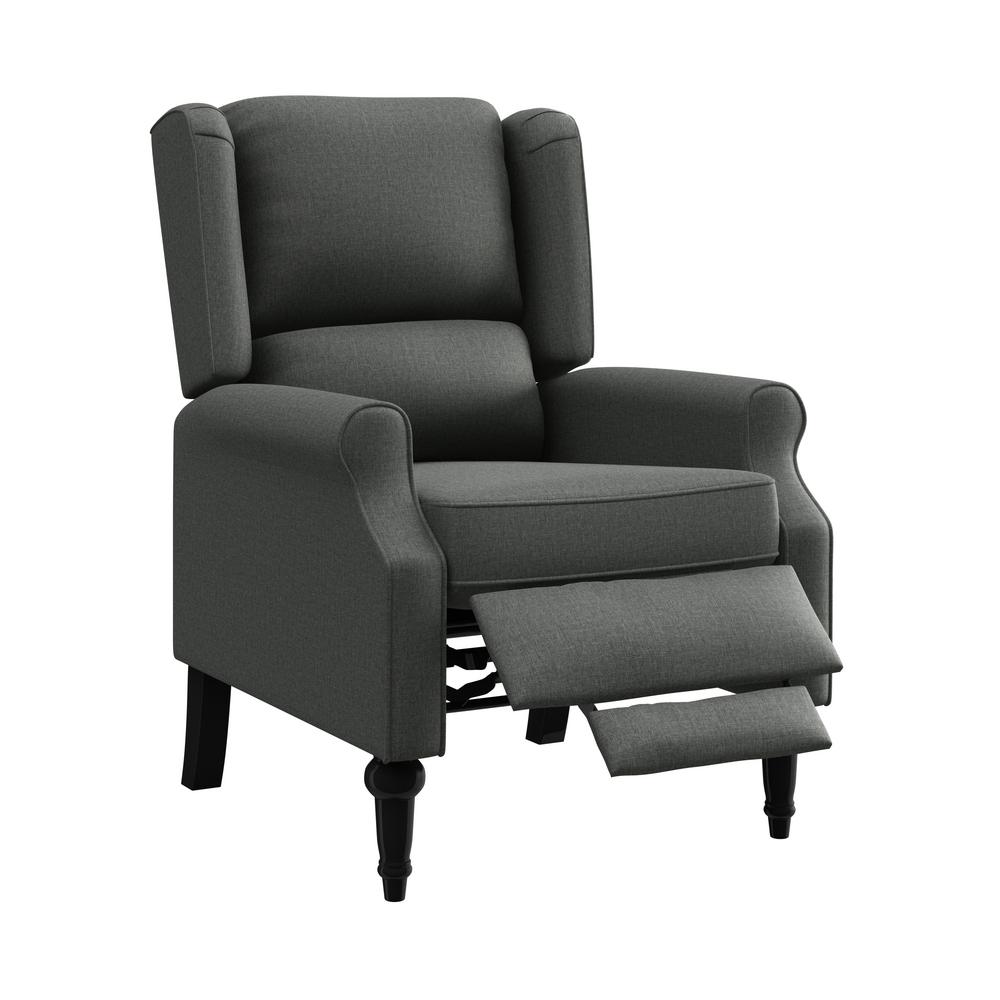 ProLounger Charcoal Gray Linenlike Fabric Wingback Pushback Recliner