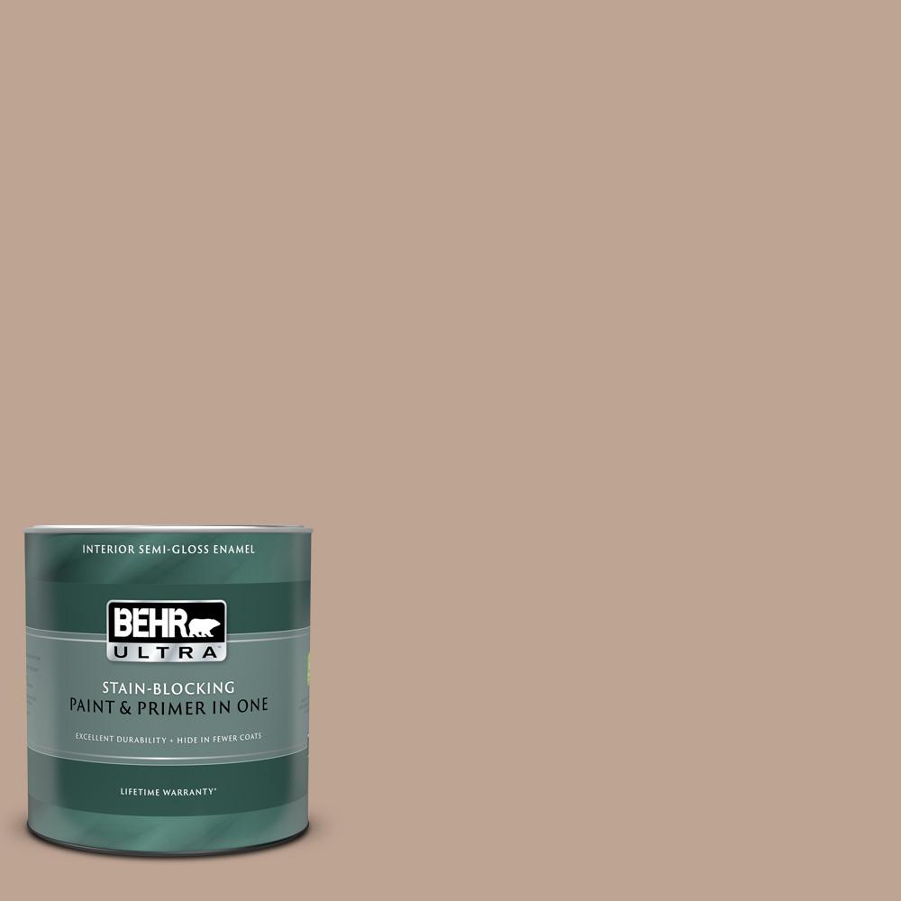 BEHR ULTRA 1 qt. #700D-4 Brown Teepee Semi-Gloss Enamel Interior Paint ...