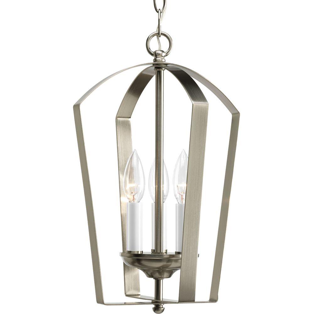 Progress Lighting Gather Collection 3 Light Brushed Nickel Foyer