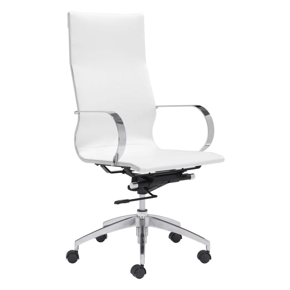 Zuo Glider White Leatherette High Back Office Chair 100372 The Zuo Glider White Leatherette High Back Office Chair