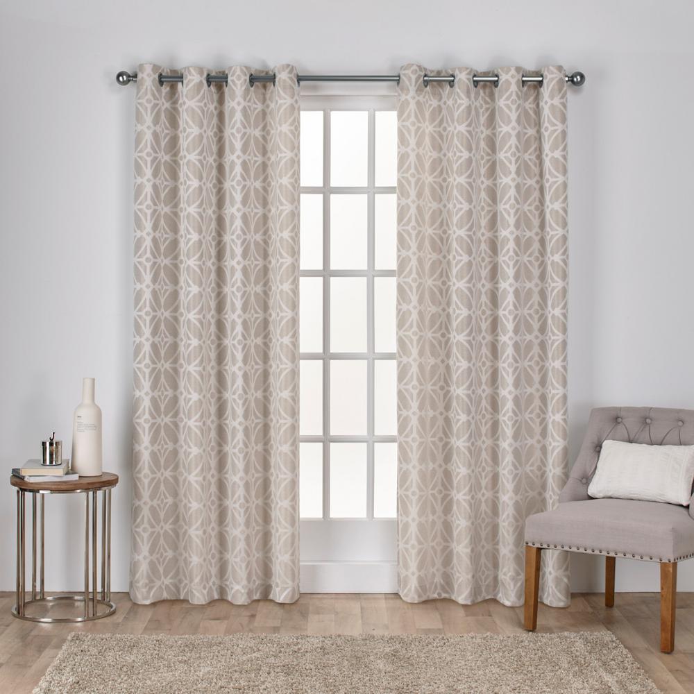 Baroque Ice Blue Textured Linen Look Jacquard Grommet Top Window ...