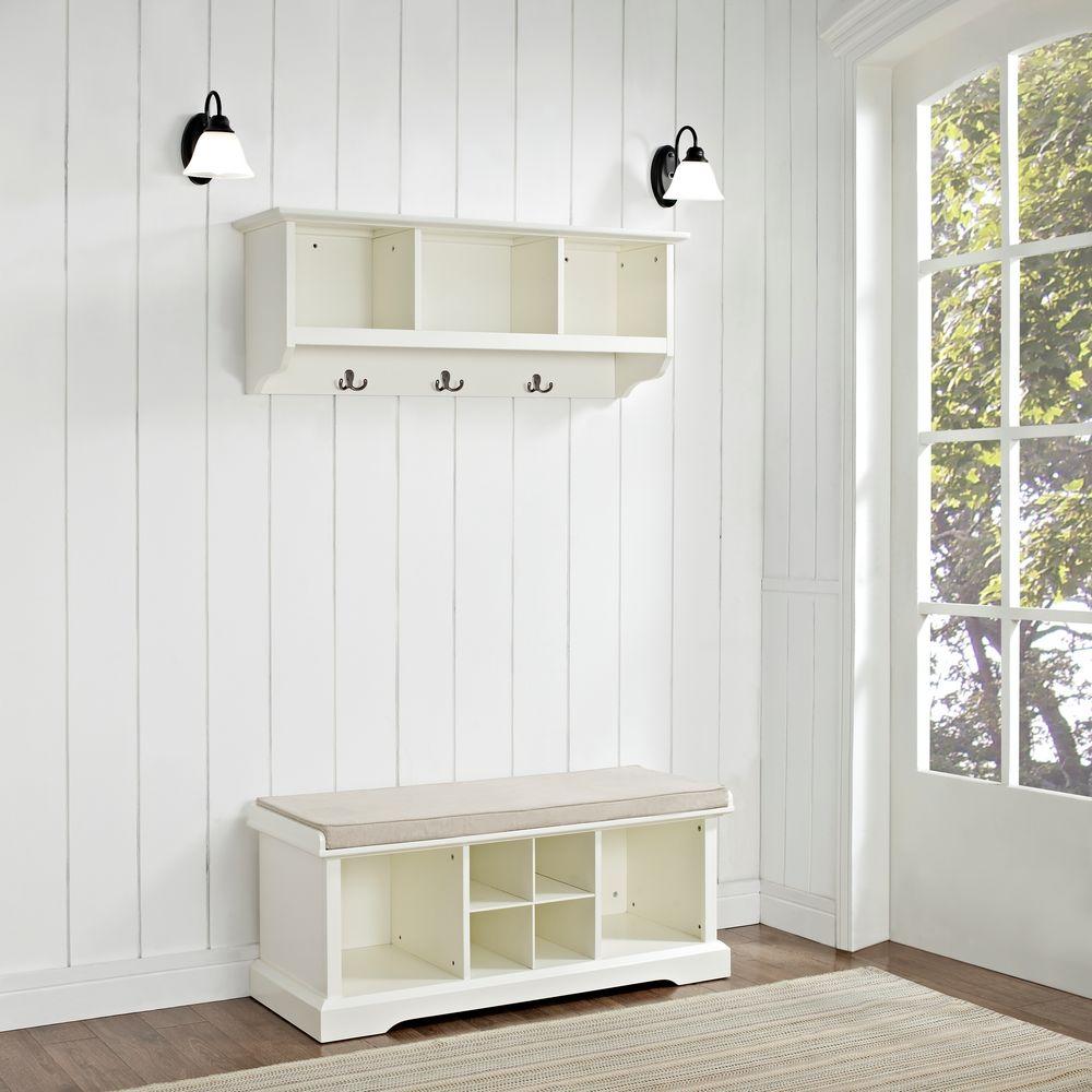Crosley Brennan Entryway Bench with Shelf Set in White KF60001WH The