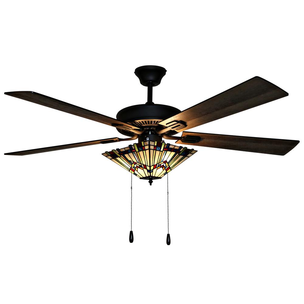 Michelangelo Mission 52 In Stained Glass Led Ceiling Fan With Light