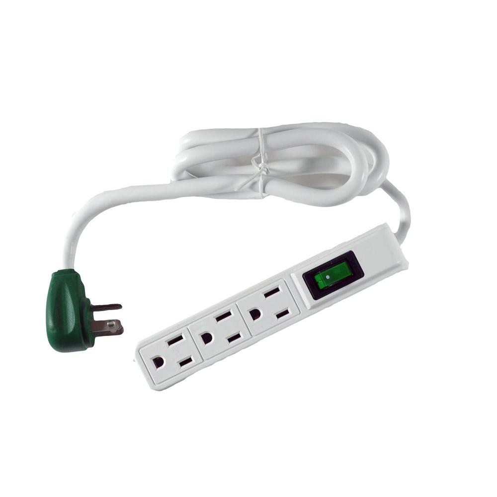 Power By Go Green 3 Outlet Power Strip w/ 2.5 ft. Heavy Duty CordGG