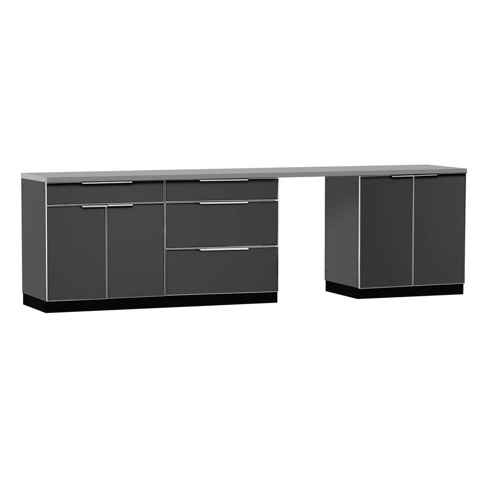 Outdoor Kitchen Storage Kitchens The Home Depot Aluminum Slate 5 Piece 120x360x24 In Outdoor Kitchen Cabinet Set
