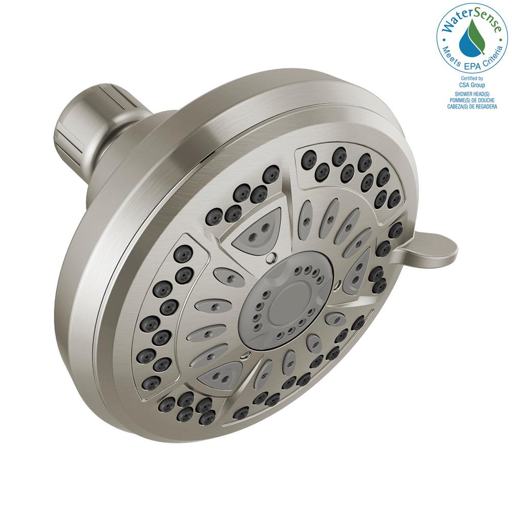 Delta 6 Spray 4 4 In Single Wall Mount Fixed Shower Head In Spotshield Brushed Nickel 75641sn The Home Depot