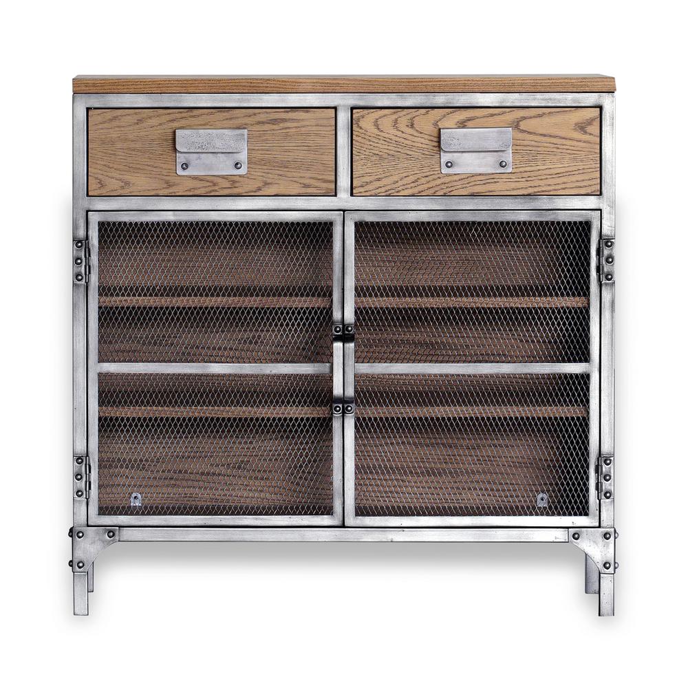 Yosemite Home Decor Jaxon Antiqued Steel Small Cabinet 210030