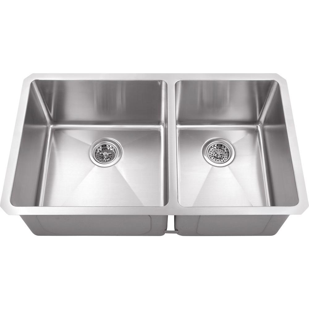 Schon Undermount Stainless Steel 32 In Double Bowl Kitchen Sink Double Bowl Kitchen Sink