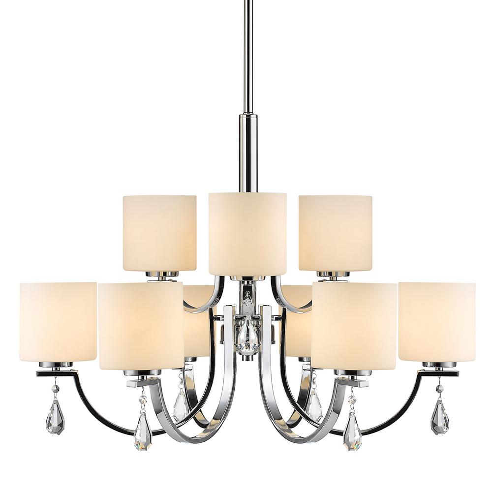 Golden Lighting Evette 9Light Chrome Chandelier with Opal Glass Shade80379 CHOP The Home Depot