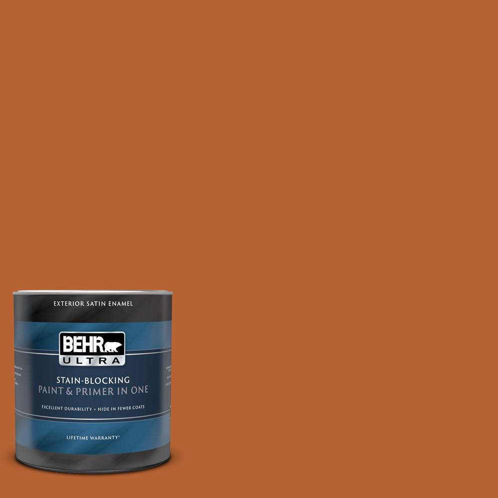 BEHR ULTRA 1 qt. #250D-7 Caramelized Orange Satin Enamel Exterior Paint ...