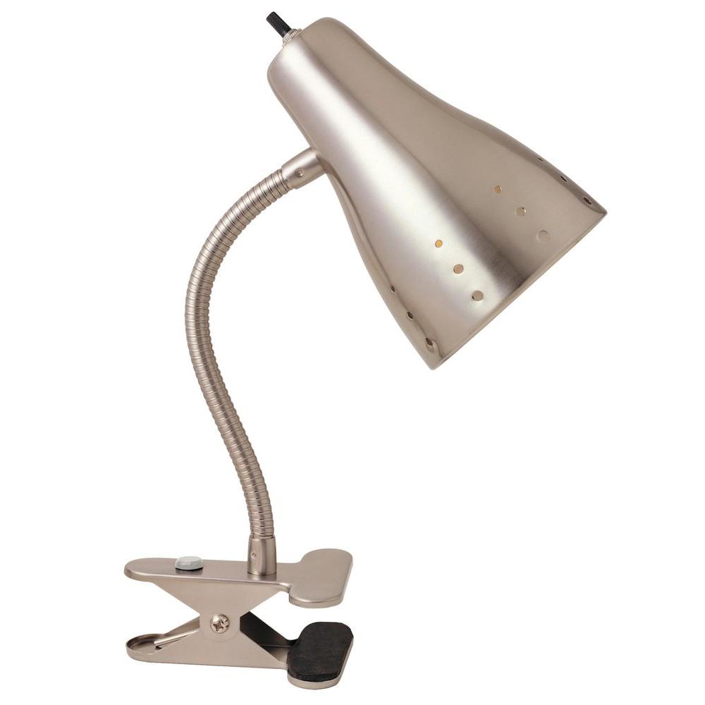 Satin Chrome Clip Lamp, Clamp On Desk Lamp Home Depot
