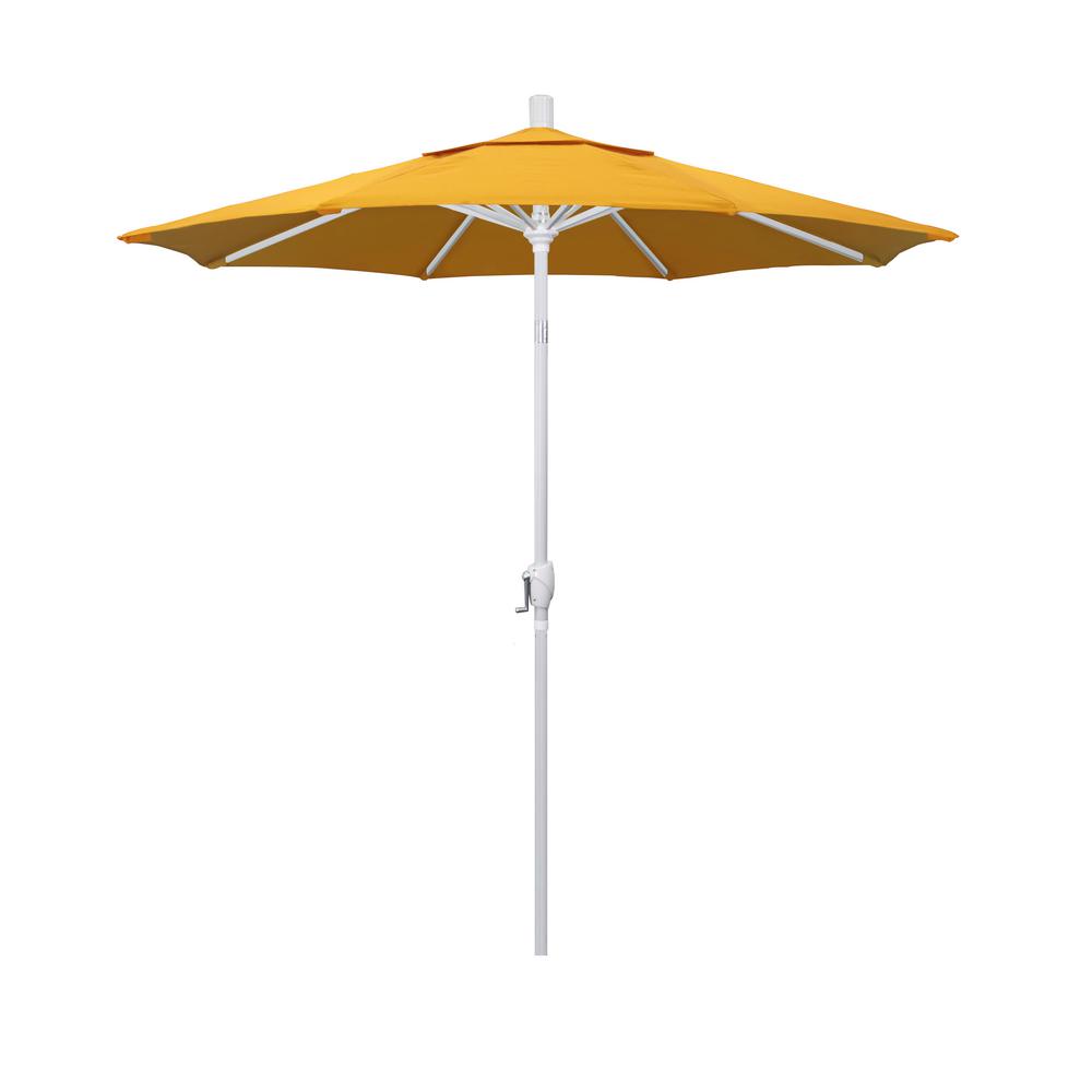 California Umbrella 7 5 Ft Matte White Aluminum Market Push Tilt Patio Umbrella In Yellow Pacifica Gspt758170 Sa57 The Home Depot