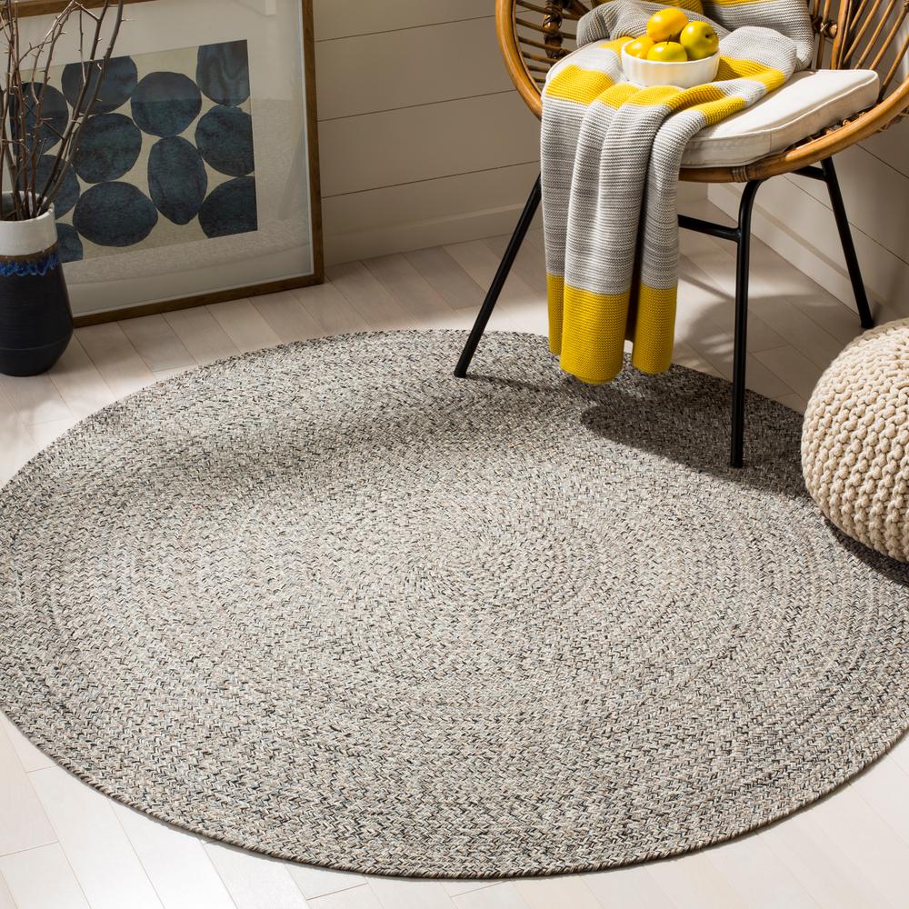 Safavieh Braided Ivory Steel Gray 5 Ft X Round Area Rug Steel Gray 5 Ft X Round Area Rug