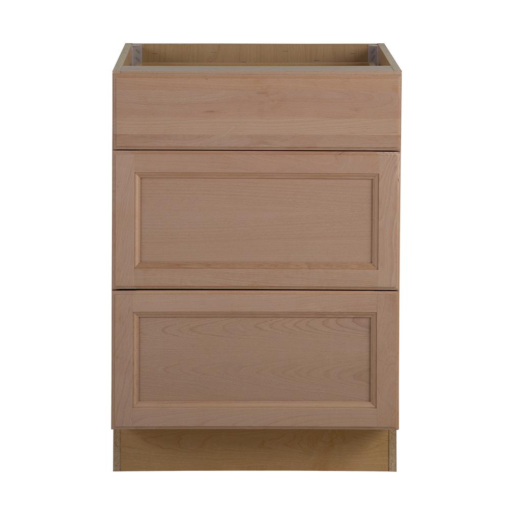 Hampton Bay Assembled 24 in. x 34.5 in. x 24.63 in. Easthaven Base Cabinet with 3-Drawers in ...