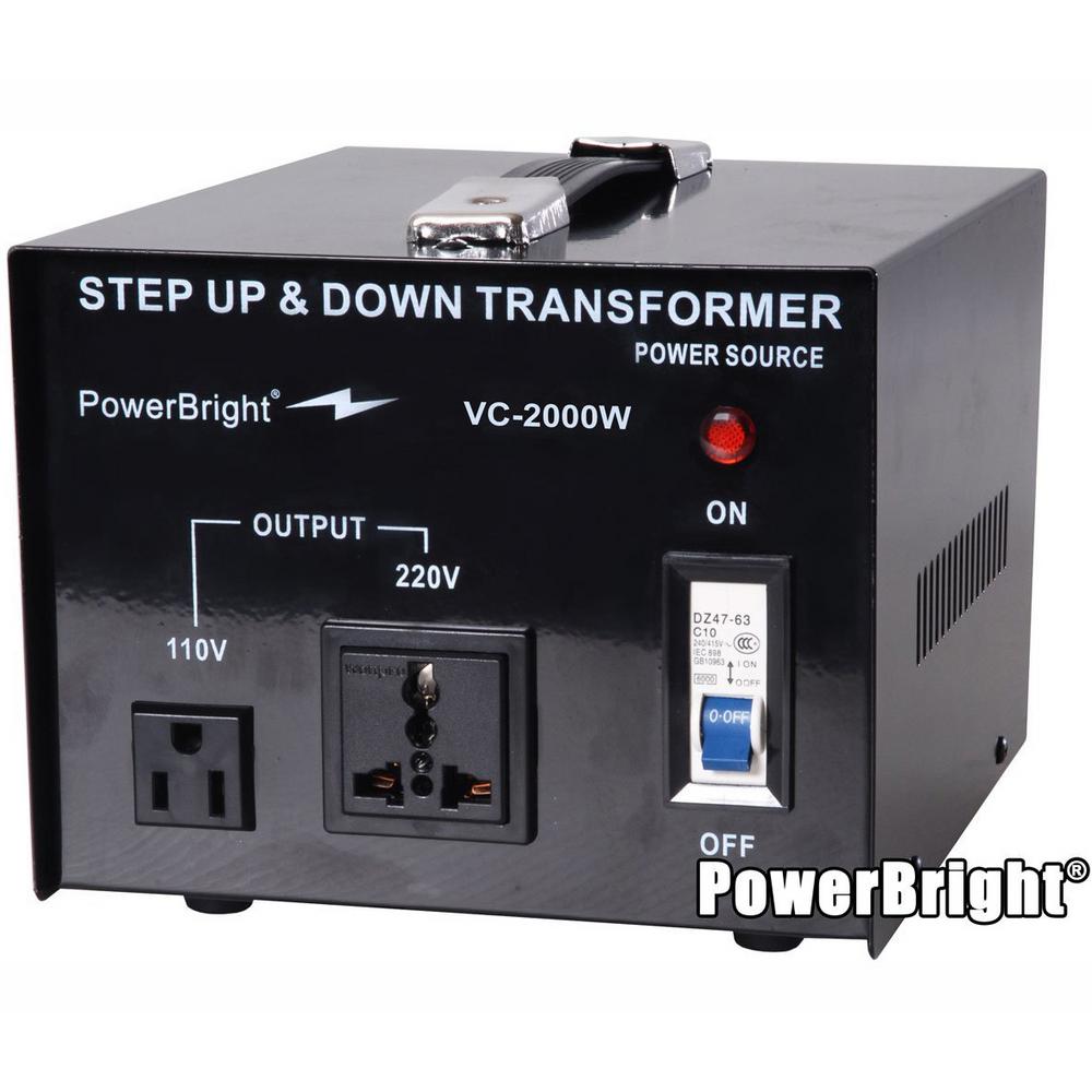 Power Bright 2000 Watts Step Up Down Converter 110 120 Volt 220 240 Volt Voltage Transformer Vc2000w The Home Depot