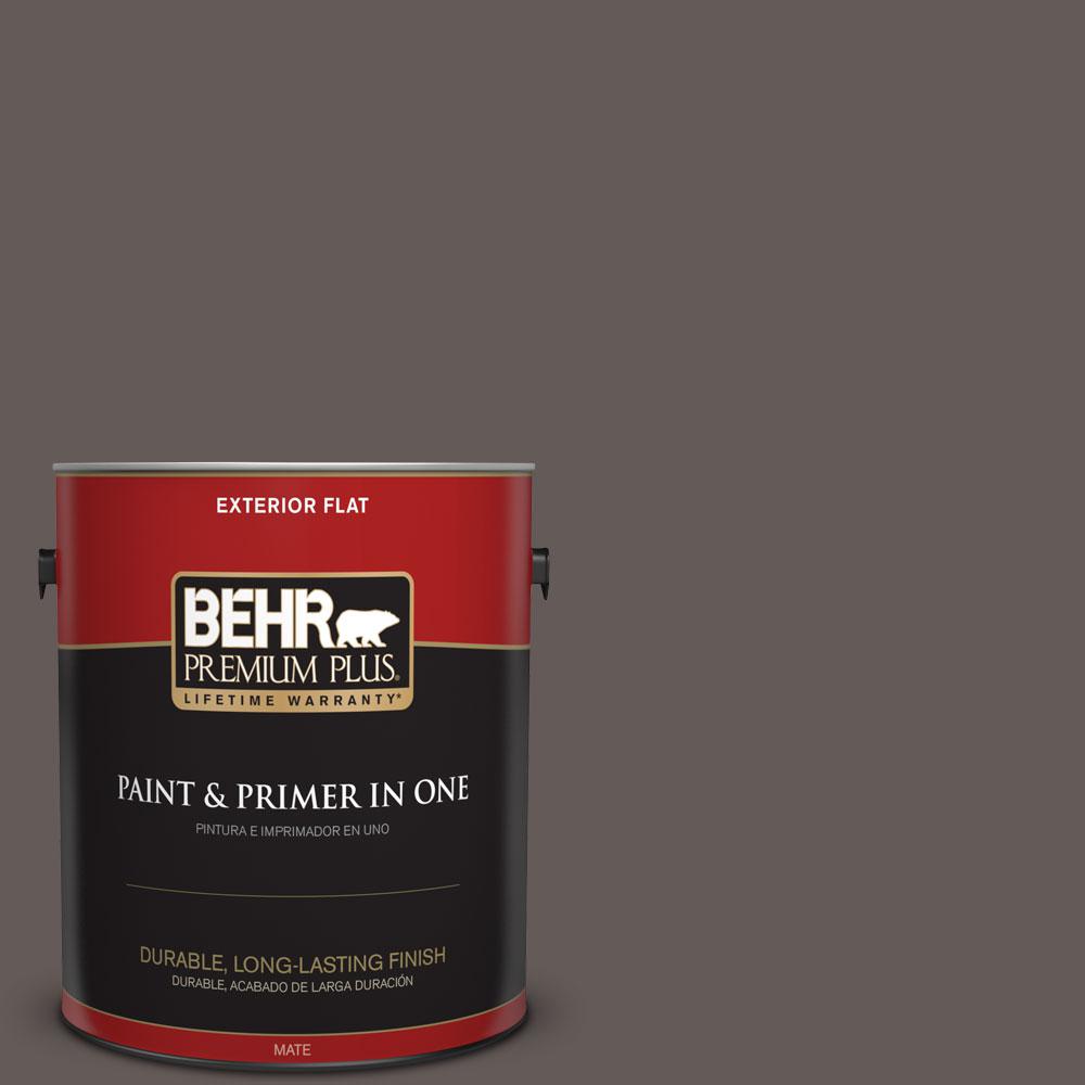 BEHR Premium Plus 1 gal. BXC71 Wood Acres Flat Exterior Paint and