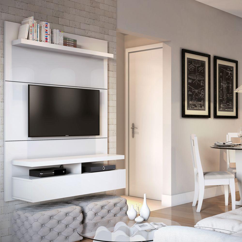 White Gloss Living Room Furniture The Home Depot City White Gloss Entertainment Center