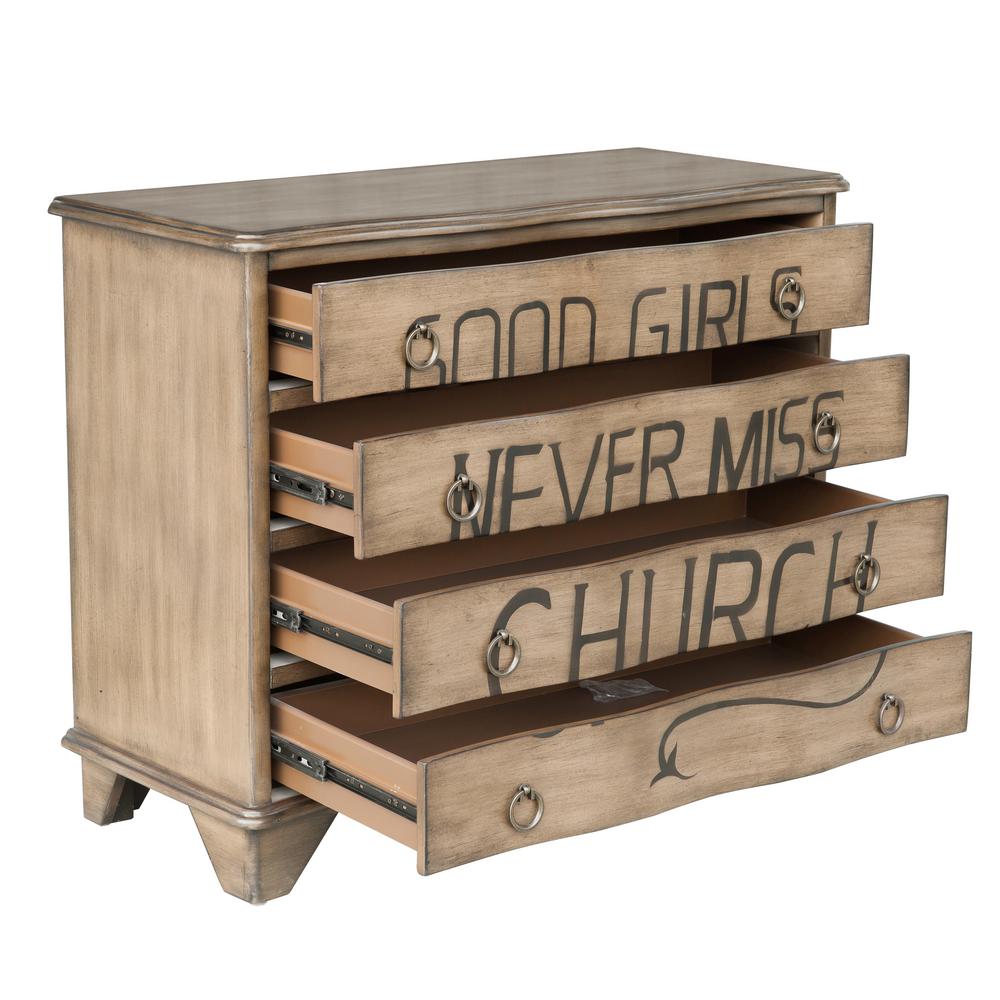 Homefare Traditional Styled Distressed Birch Four Drawer Accent