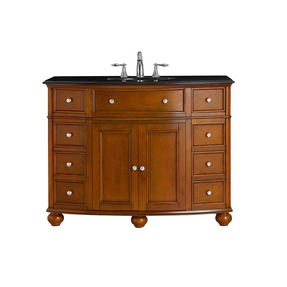 Home Decorators Collection Hampton Harbor 45 In W X 22 In D Vanity In Sequoia With Granite Vanity Top In Black With White Sink Hmp 45s The Home Depot