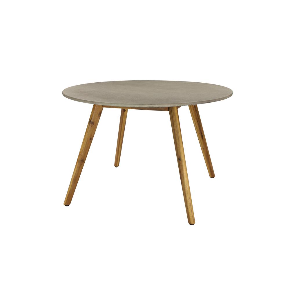 Litton Lane Round Gray Concrete Outdoor End Table With Wooden Mid Litton Lane Round Gray Concrete Outdoor End Table With Wooden Mid Century Legs