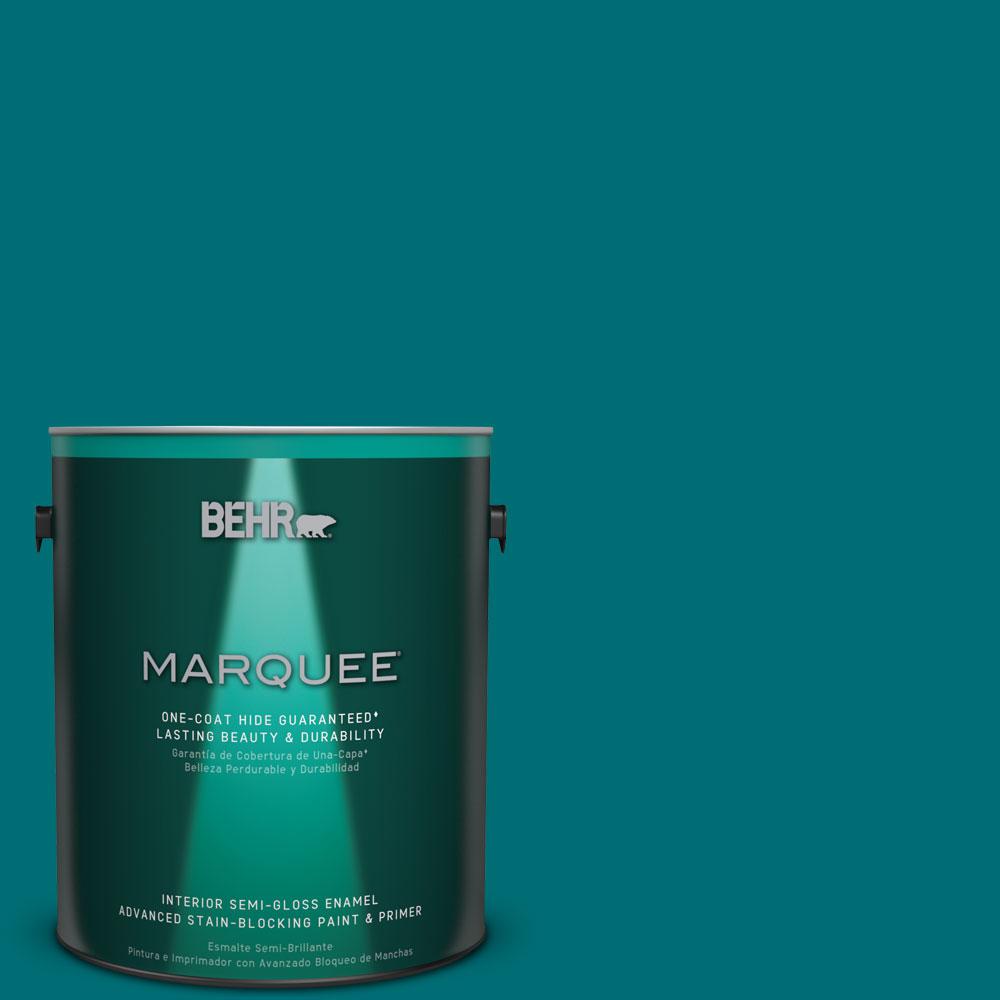 BEHR MARQUEE 1 gal. MQ635 Teal Motif OneCoat Hide SemiGloss Enamel