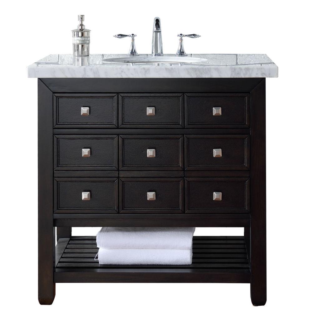 James Martin Signature Vanities Vancouver 36 In W Single Vanity James Martin Signature Vanities Vancouver 36 In W Single Vanity Espresso Oak With Marble