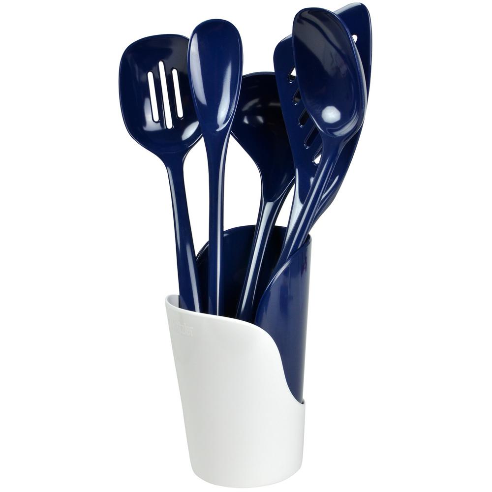 navy blue cooking utensils