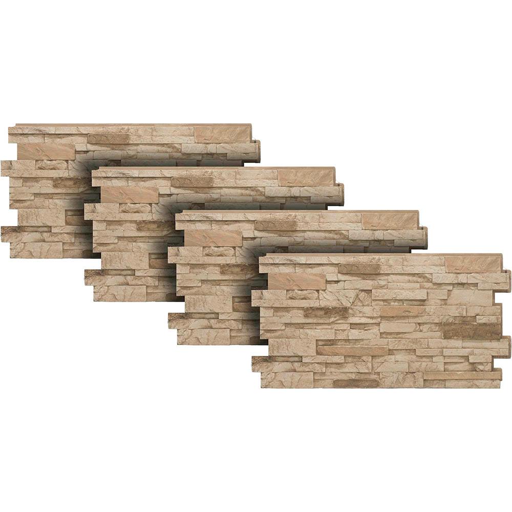 Panels Faux Stone Siding Veneer The Home Depot Stacked Stone 35 Desert Tan 24 In X 48 Veneer Panel