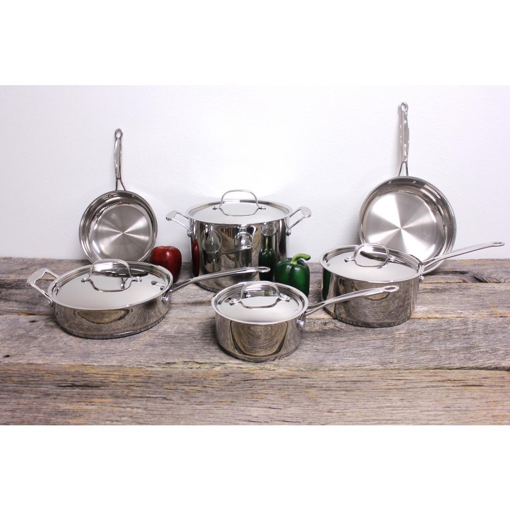 BergHOFF Cookware Set Minimalist Copper Core Stainless Steel Silver 10-Piece