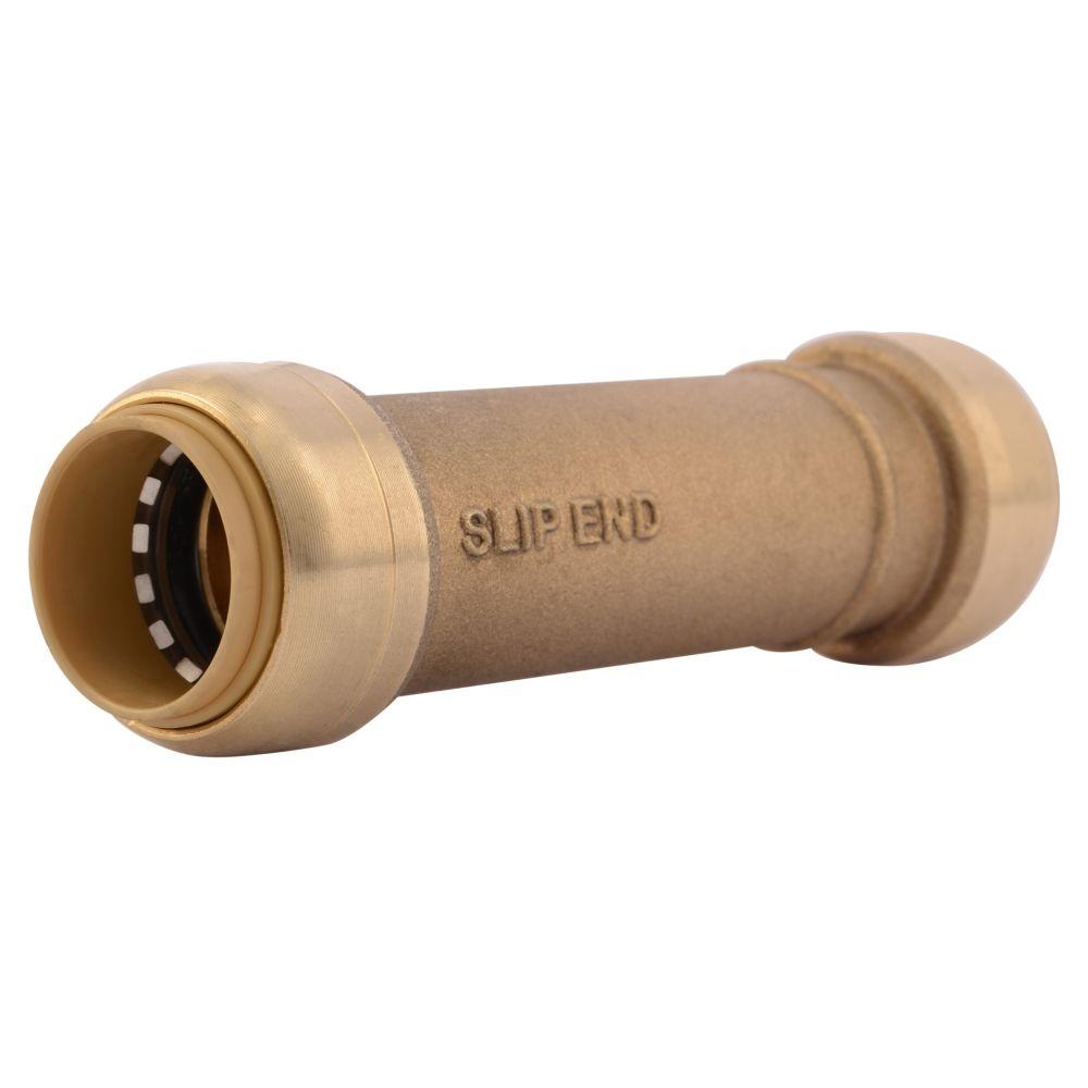 SharkBite 3/4 in. Brass PushtoConnect Slip CouplingU3016LFA The