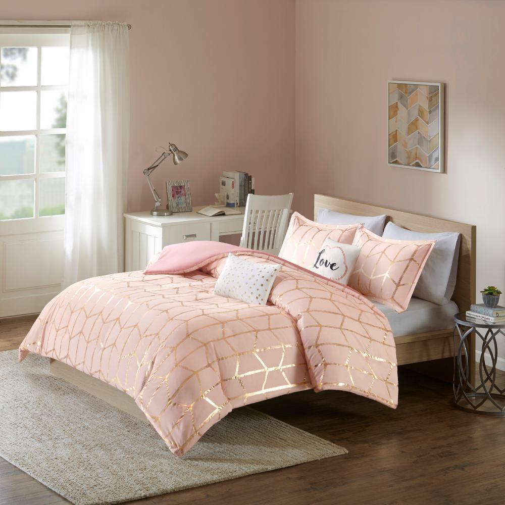 pink and gold bedding queen