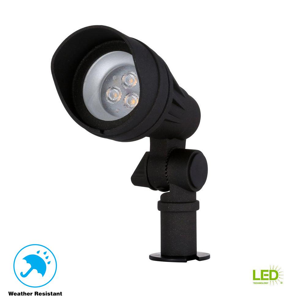 Spotlights Landscape Lighting The Home Depot Low Voltage 20 Watt Equivalent Black Outdoor Integrated Led Landscape Spot Light