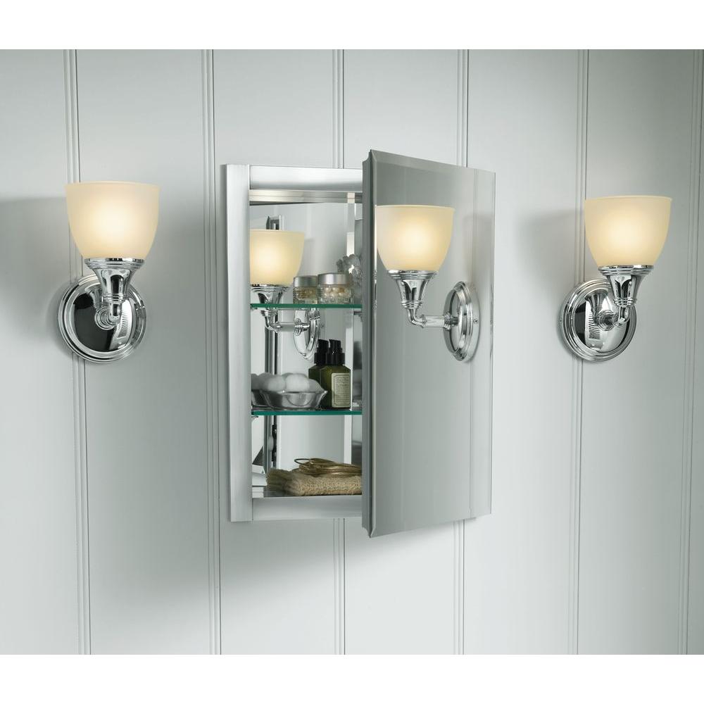 Medicine kohler recessed cabinet bathroom mirror mirrored rectangle aluminum cabinets details