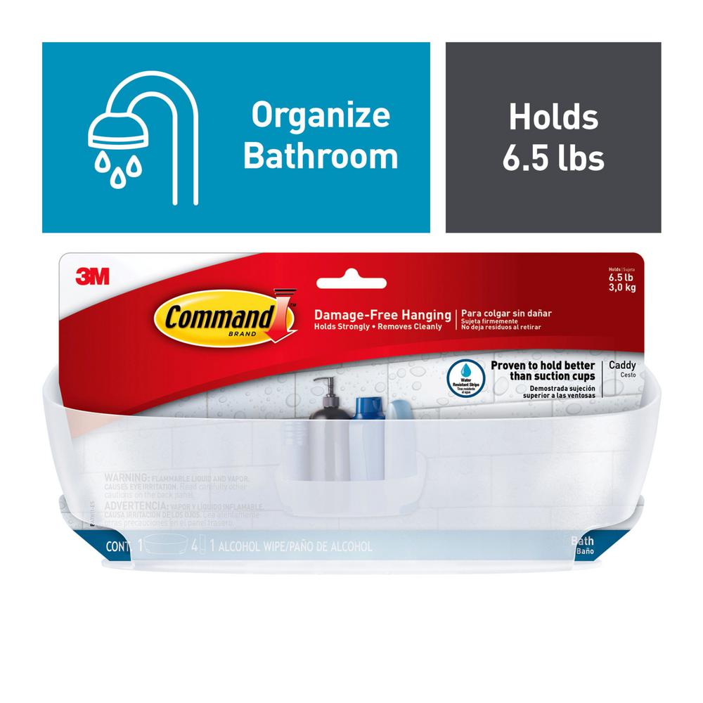 Command Strips BATH11-ES Command Shower Caddy With Water-Resistant Strips