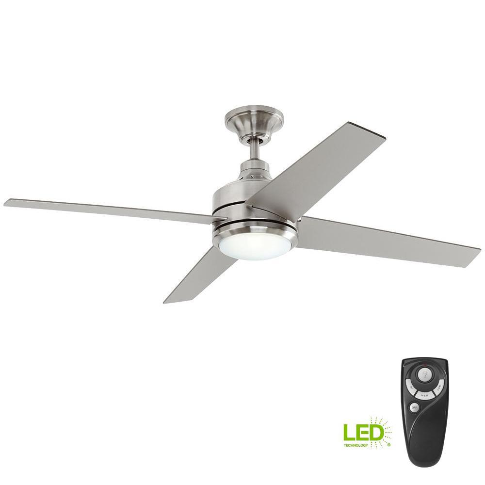 Mercer 52 in. LED Indoor Brushed Nickel Ceiling Fan with Light Kit and Remote Control