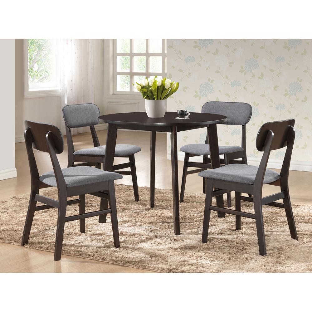 Baxton Studio Debbie 5 Piece Gray Fabric Upholstered Dining Set 6210 Baxton Studio Debbie 5 Piece Gray Fabric Upholstered Dining Set