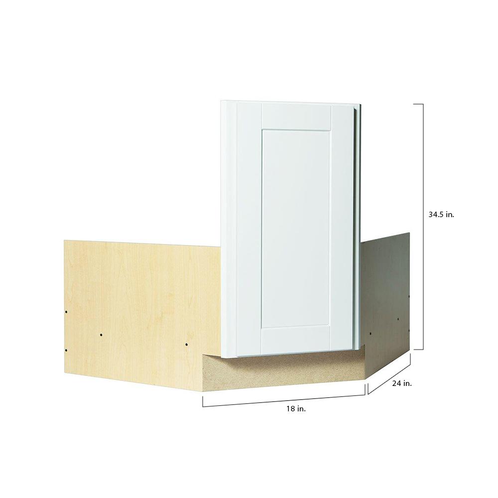 Hampton Bay Shaker Partially Assembled 36 X 34 5 X 24 In Corner Sink Base Kitchen Cabinet In Satin White Kcsb36 Ssw The Home Depot