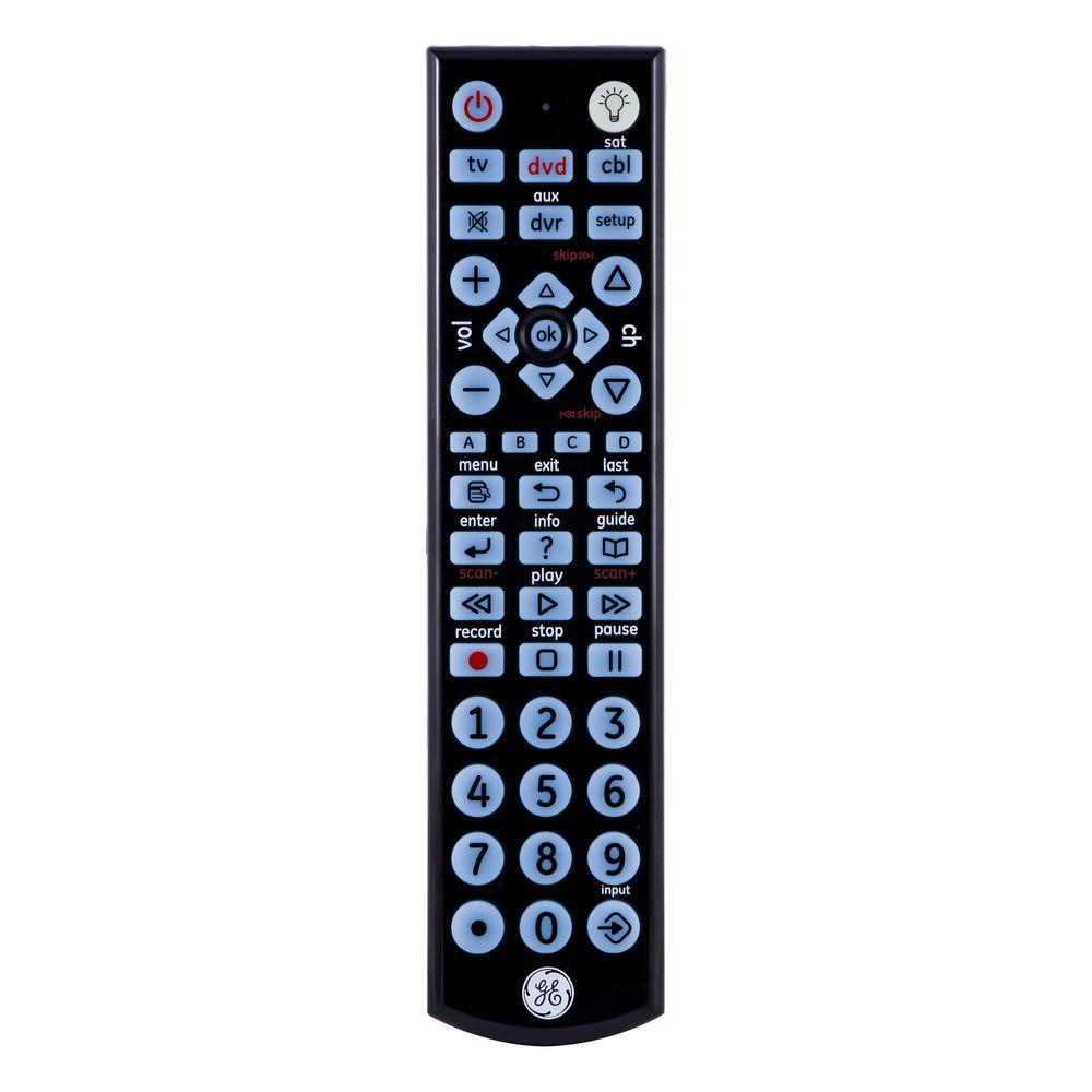 Ge 4 Device Universal Remote Control Backlit Big Button Black The Home Depot