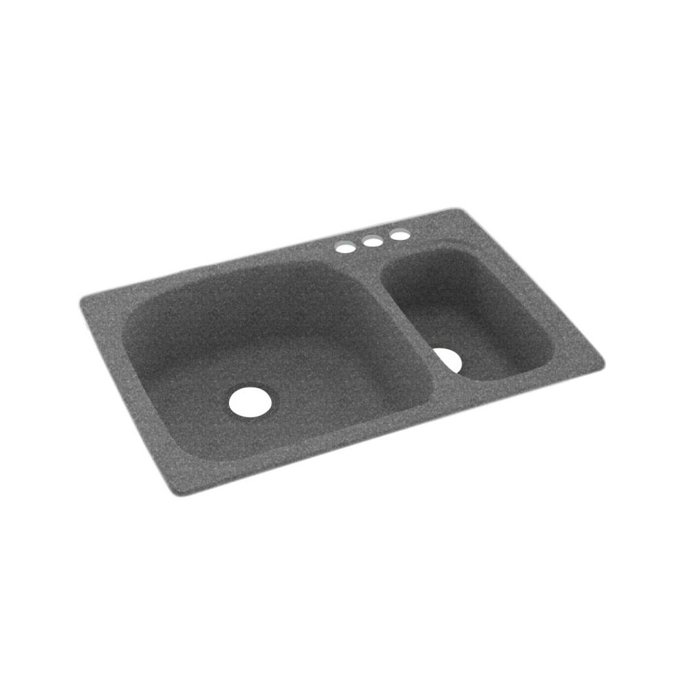 Swan Dual Mount Solid Surface 33 In X 22 3 Hole 70 30 Double Bowl Kitchen Sink Night Sky