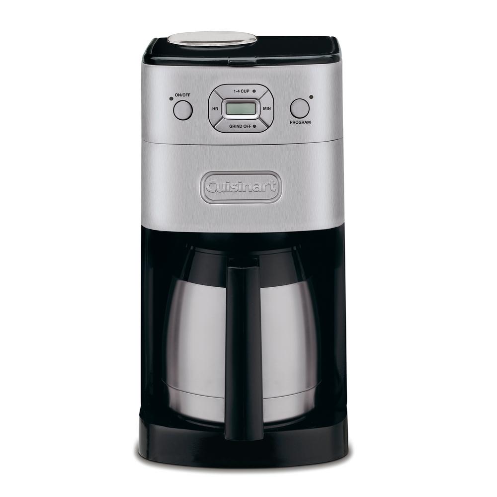 Cuisinart 10 Cup Grind And Brew Brushed Chrome With Thermal Carafe Drip Coffee Maker Dgb 650bcp1 The Home Depot