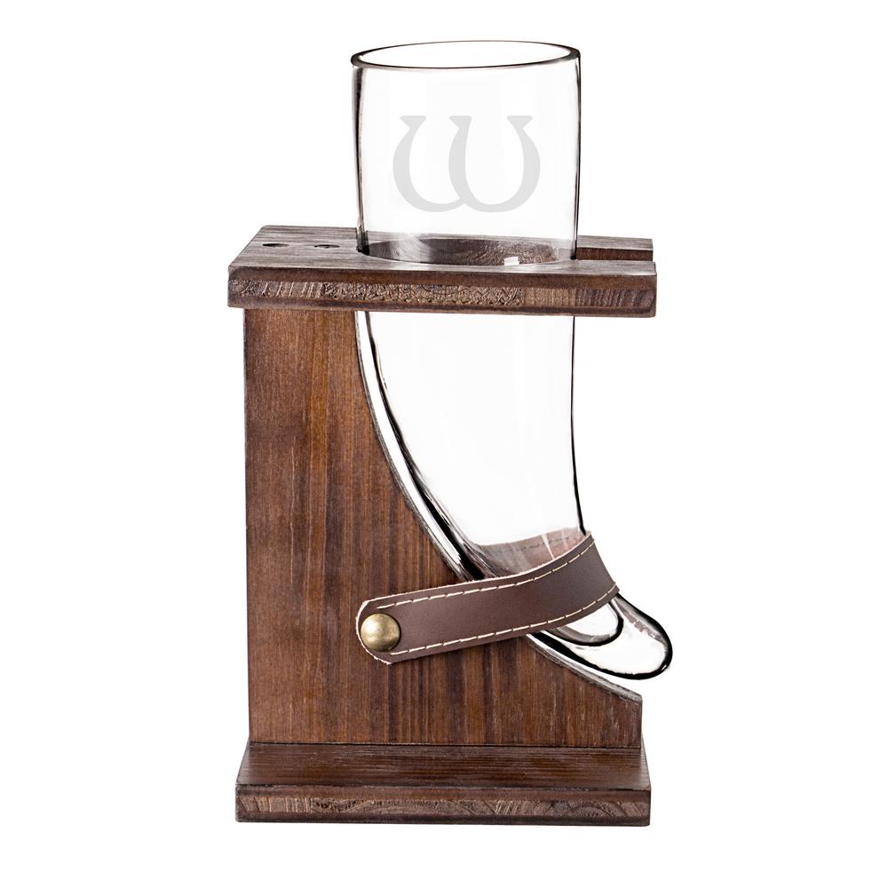Cathys Concepts Personalized 16 oz. Glass Viking Beer Horn with Rustic Stand