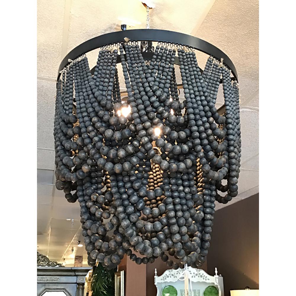 3r Studios Collected Notions 3 Light Black Beaded Chandelier