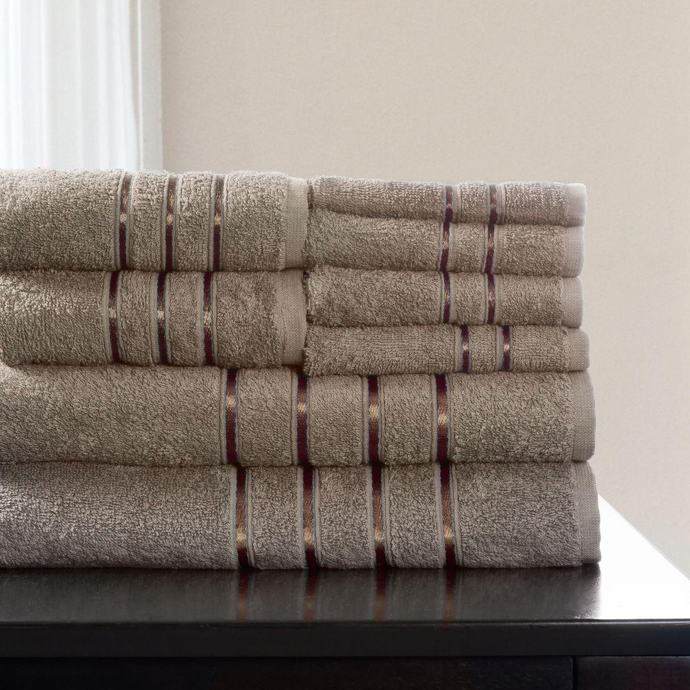 Lavish Home 8Piece 100 Cotton Bath Towel Set in Taupe670013T The