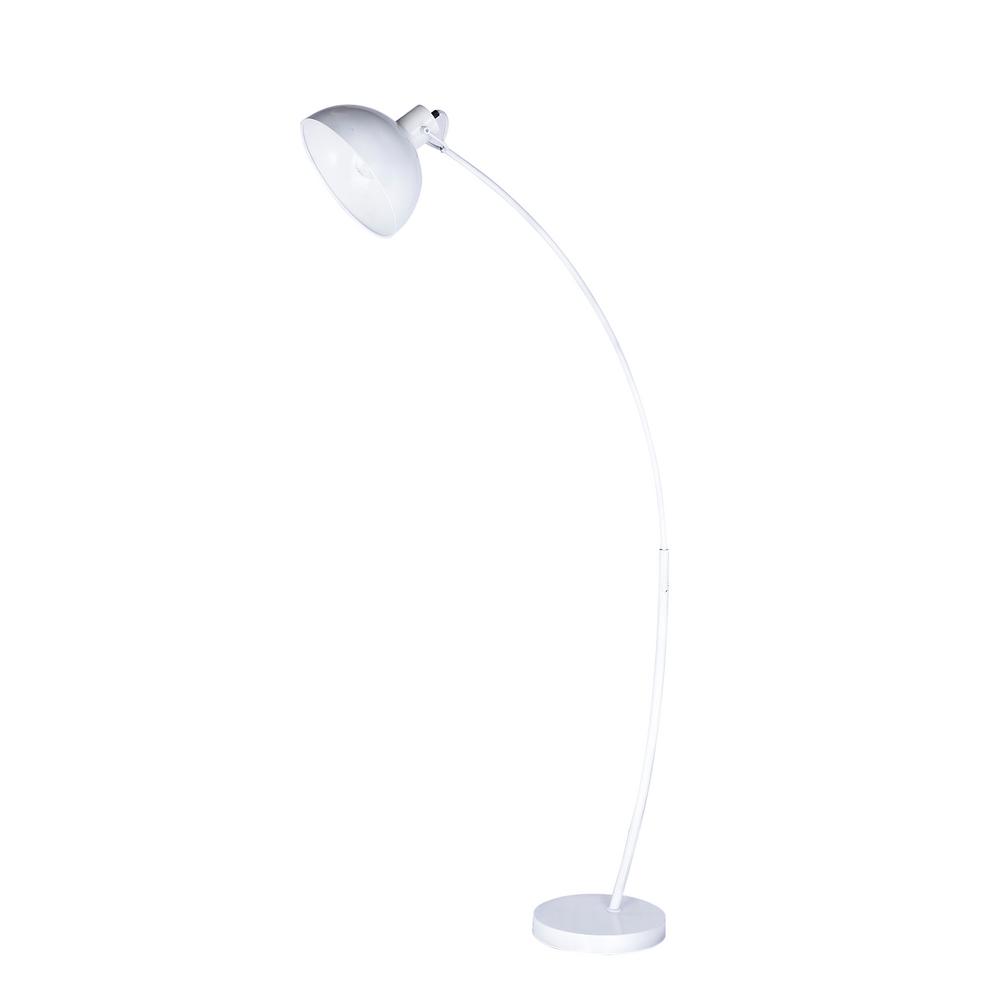 Fangio Lighting 62 In Matte White Modern Metal Arched Floor Lamp