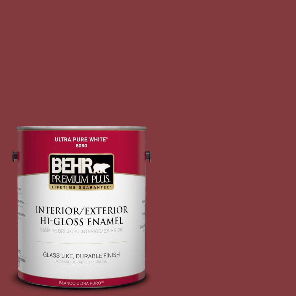 Behr Premium Plus 1 Gal S H 130 Red Wine Hi Gloss Enamel S H 130 Red Wine Hi Gloss Enamel Interior Exterior Paint