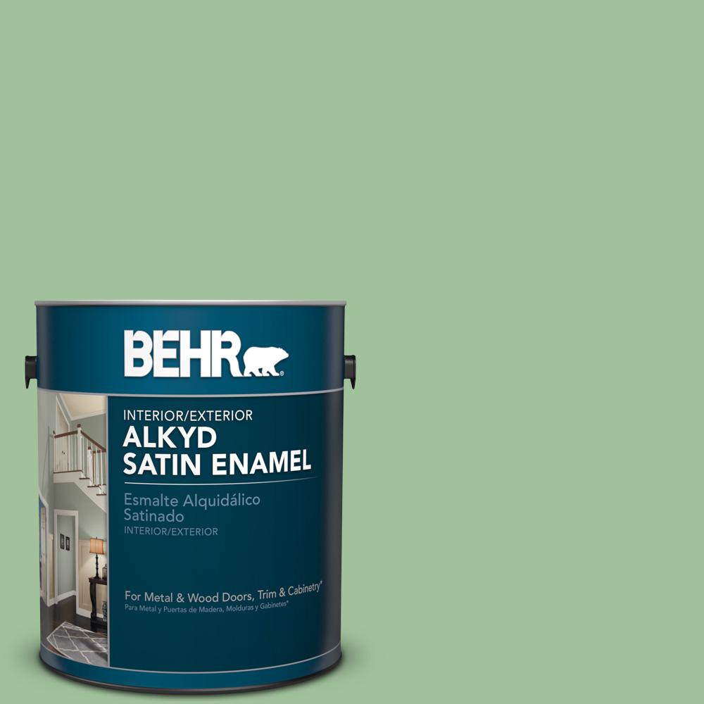 Greens Behr Interior Paint Colors The Home Depot Bic 25 Spring Sprig Satin Enamel Alkyd Interior Exterior Paint