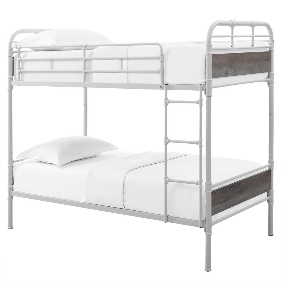 grey wooden bunk beds