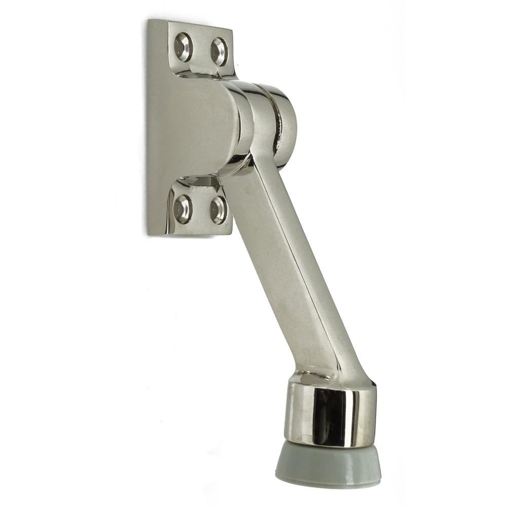 4-1/2 in. Solid Brass Square Kick Down Door Stop in Bright Nickel-13100 ...